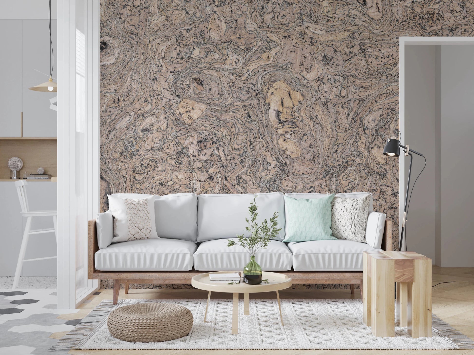 Organic Cork Grain Flow Wall Mural
