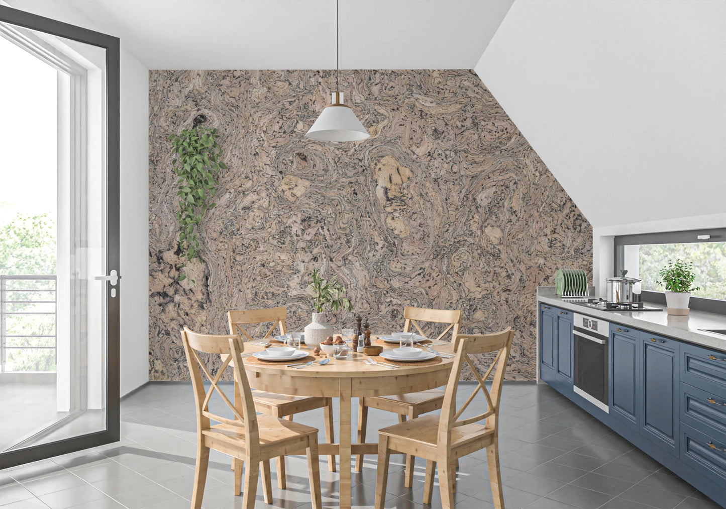 Organic Cork Grain Flow Wall Mural