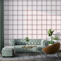 Artistic grid wallpaper in natural mauve and beige shades.

