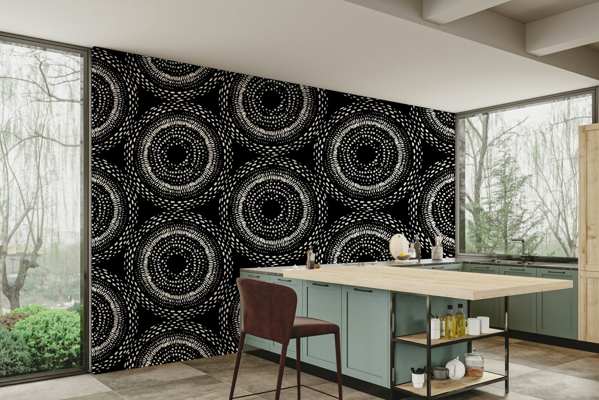 Unique organic pattern wallpaper for bedroom walls

