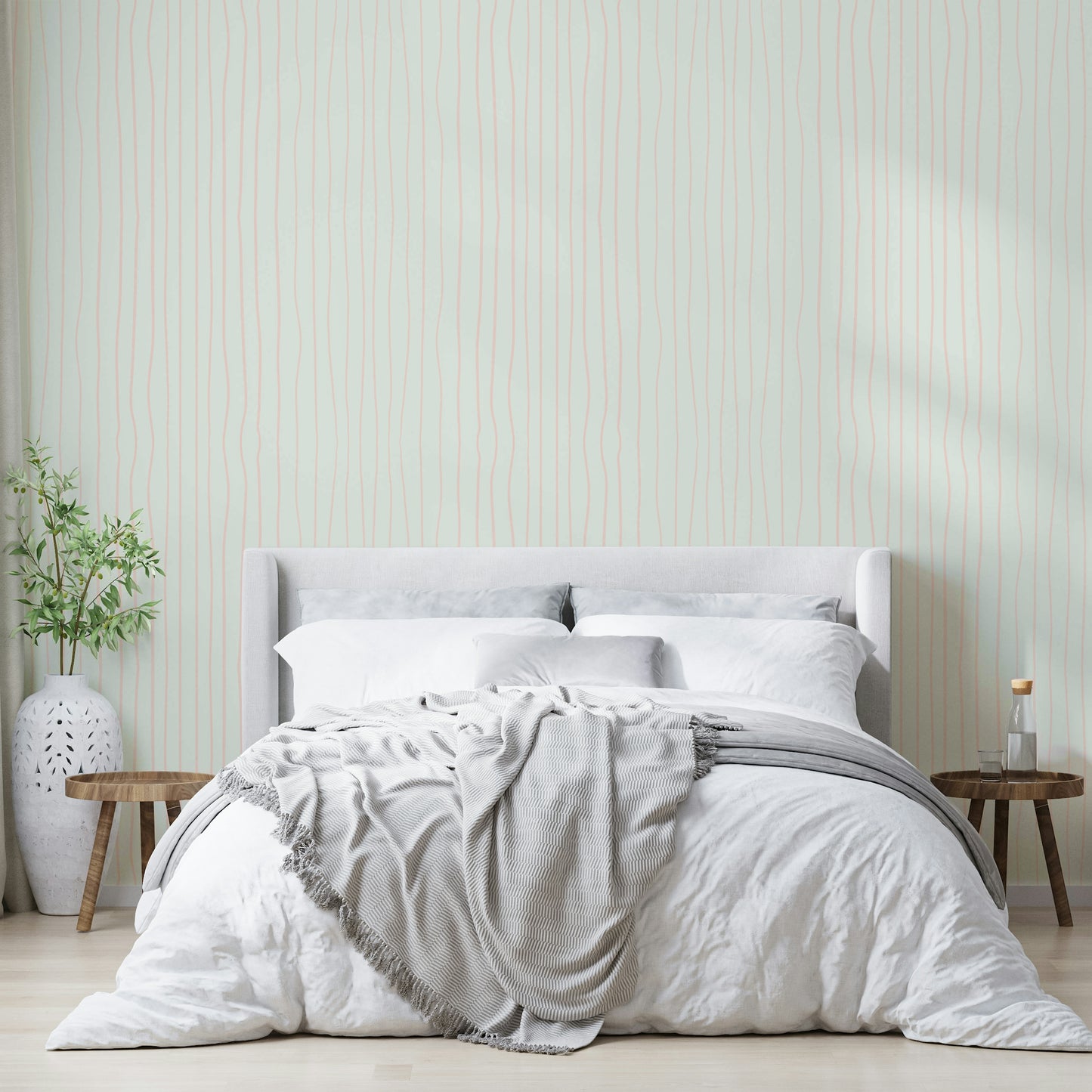 Gentle pink lines on a neutral background

