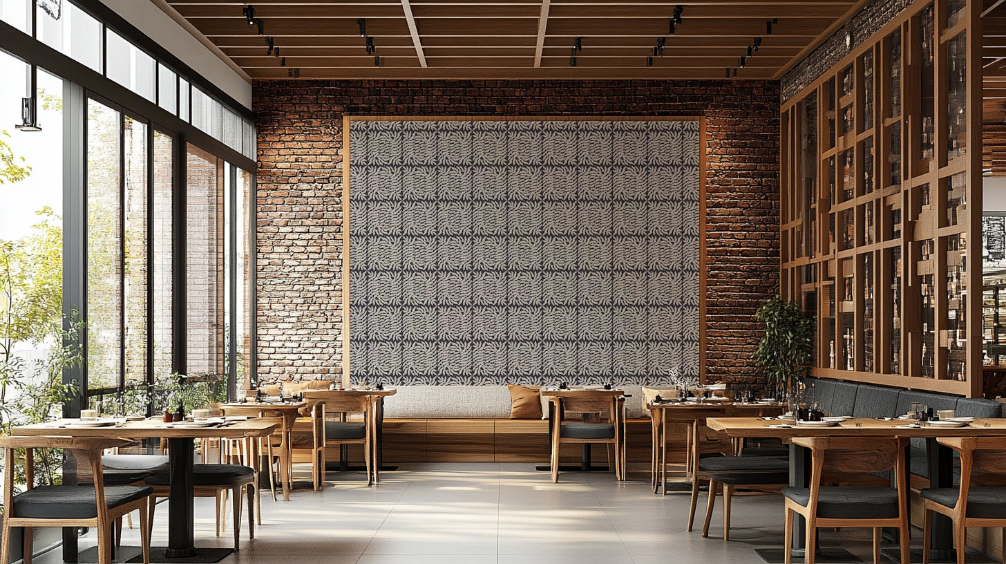Elegant botanical wallpaper in taupe hues

