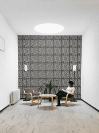 Minimalist taupe wallpaper with botanical ferns

