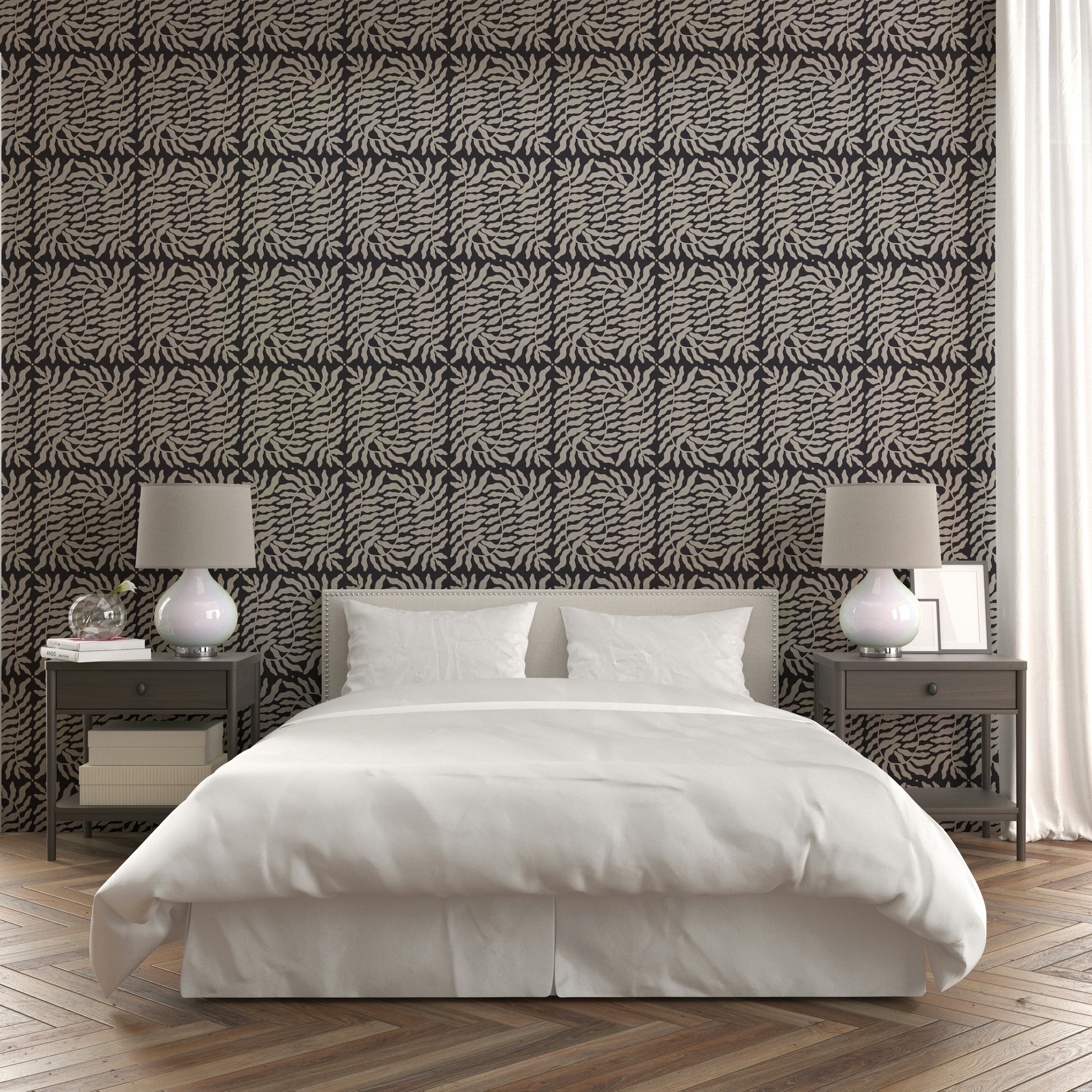 Organic fern leaf design in neutral taupe

