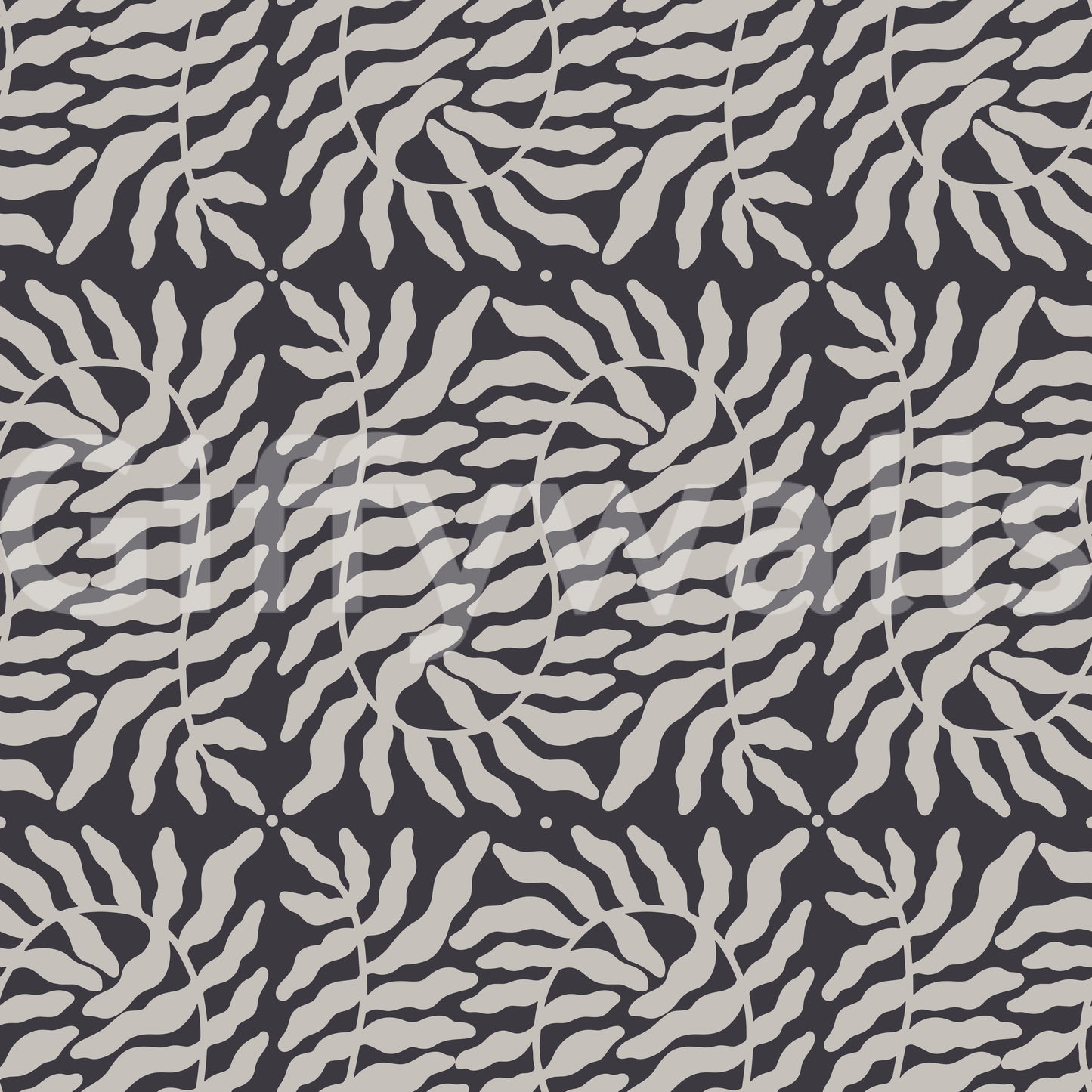 Organic Taupe Ferns Wallpaper⁠