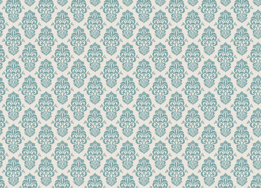 White and Blue Damask Pattern Wallpaper Mural