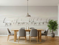 Oryx and Desert Landscape Mural – Minimalist desert mural with graceful oryx and soft gradient skies.