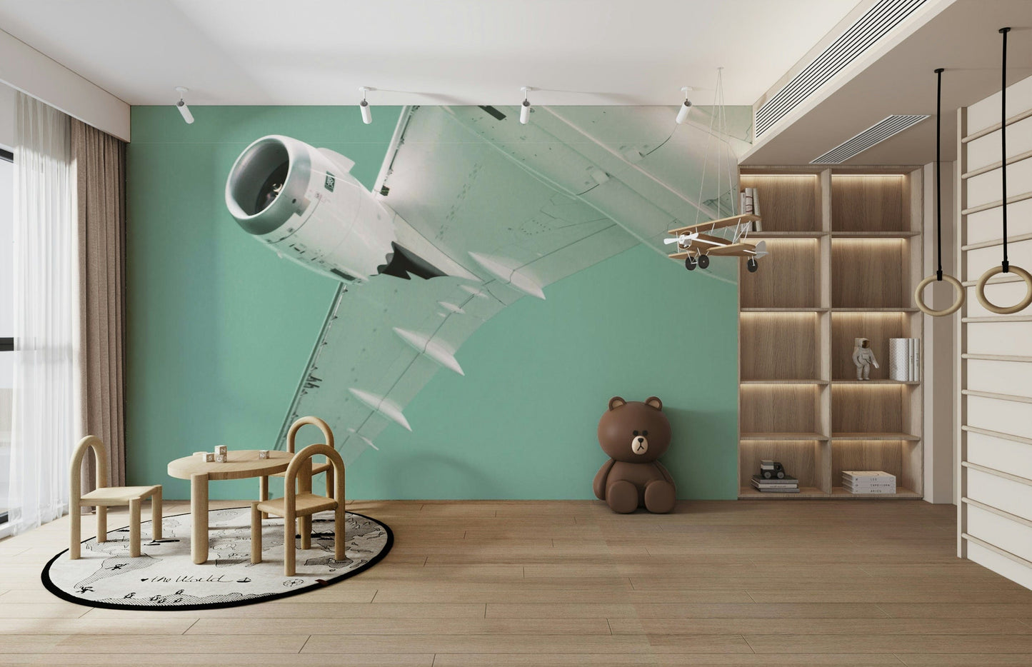 An artistic abstract landscape mural for home decor.

