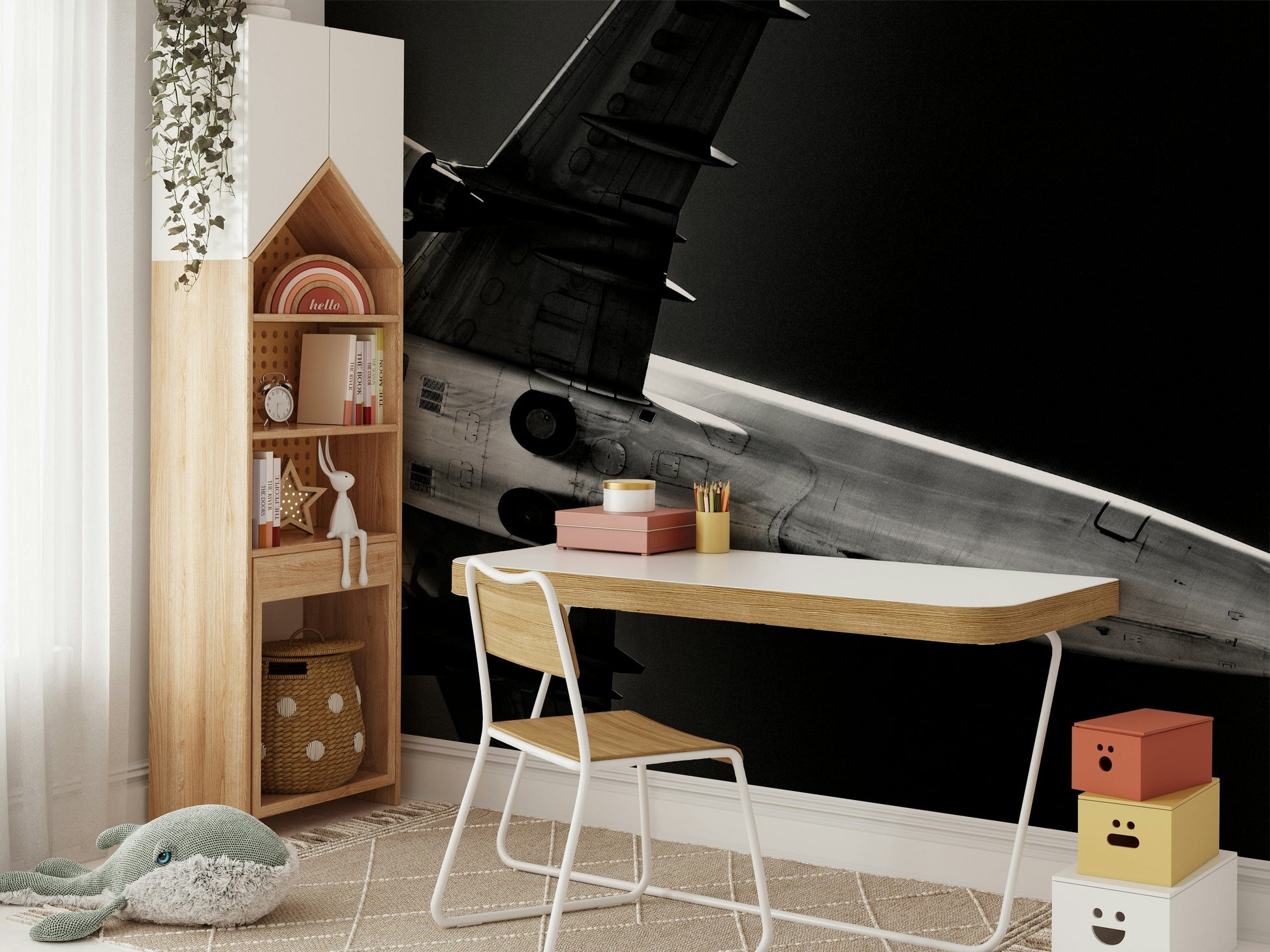 A contemplative bird's eye view wallpaper mural for a feature wall.

