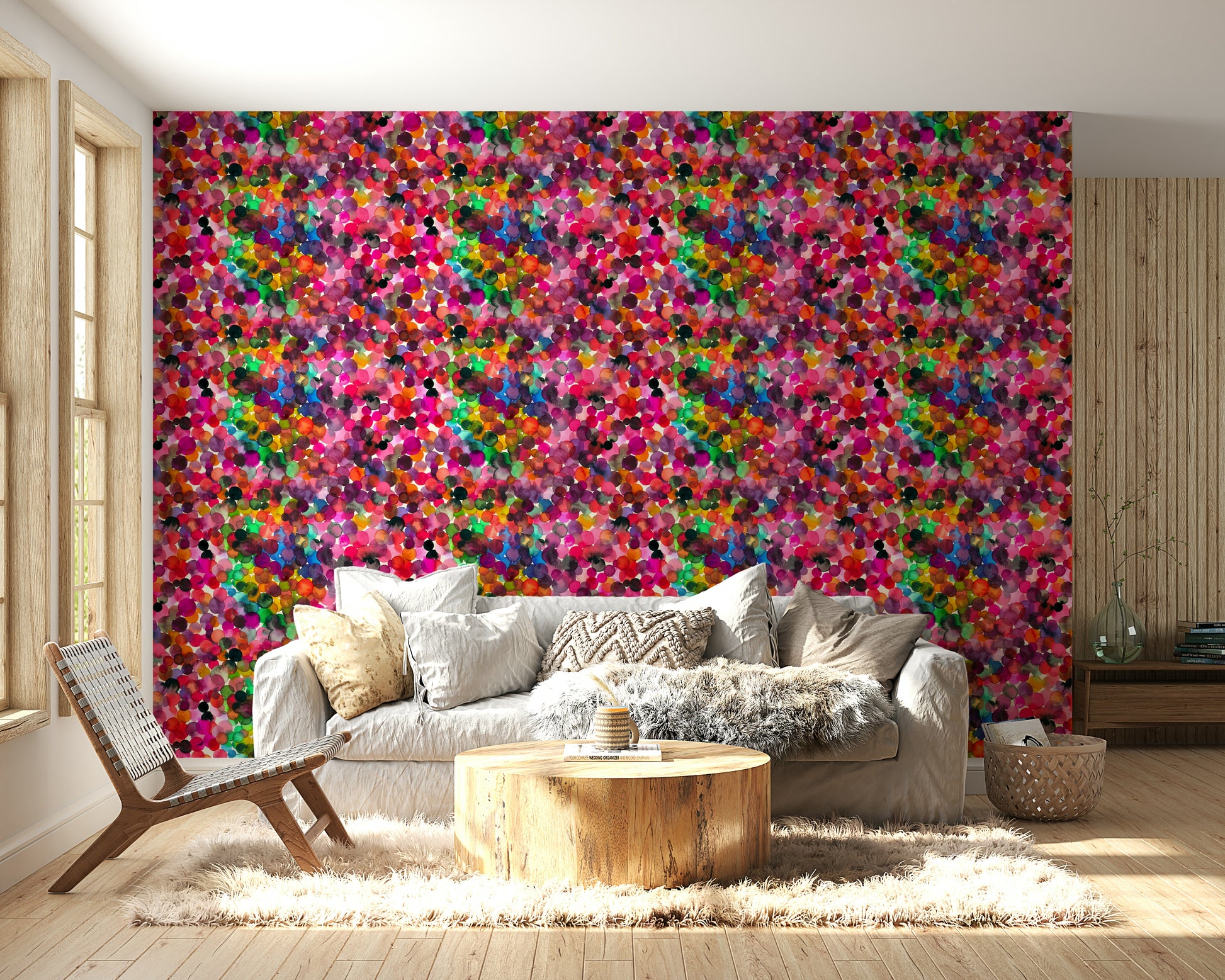 Colorful watercolor art dots wallpaper close-up

