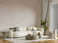 Oyster Shell Echo Wall Mural blending neutral shell textures with subtle shading for a calming, timeless look.