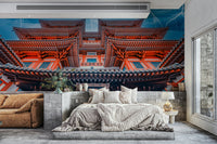 An artistic thunder god mural on majestic wallpaper.

