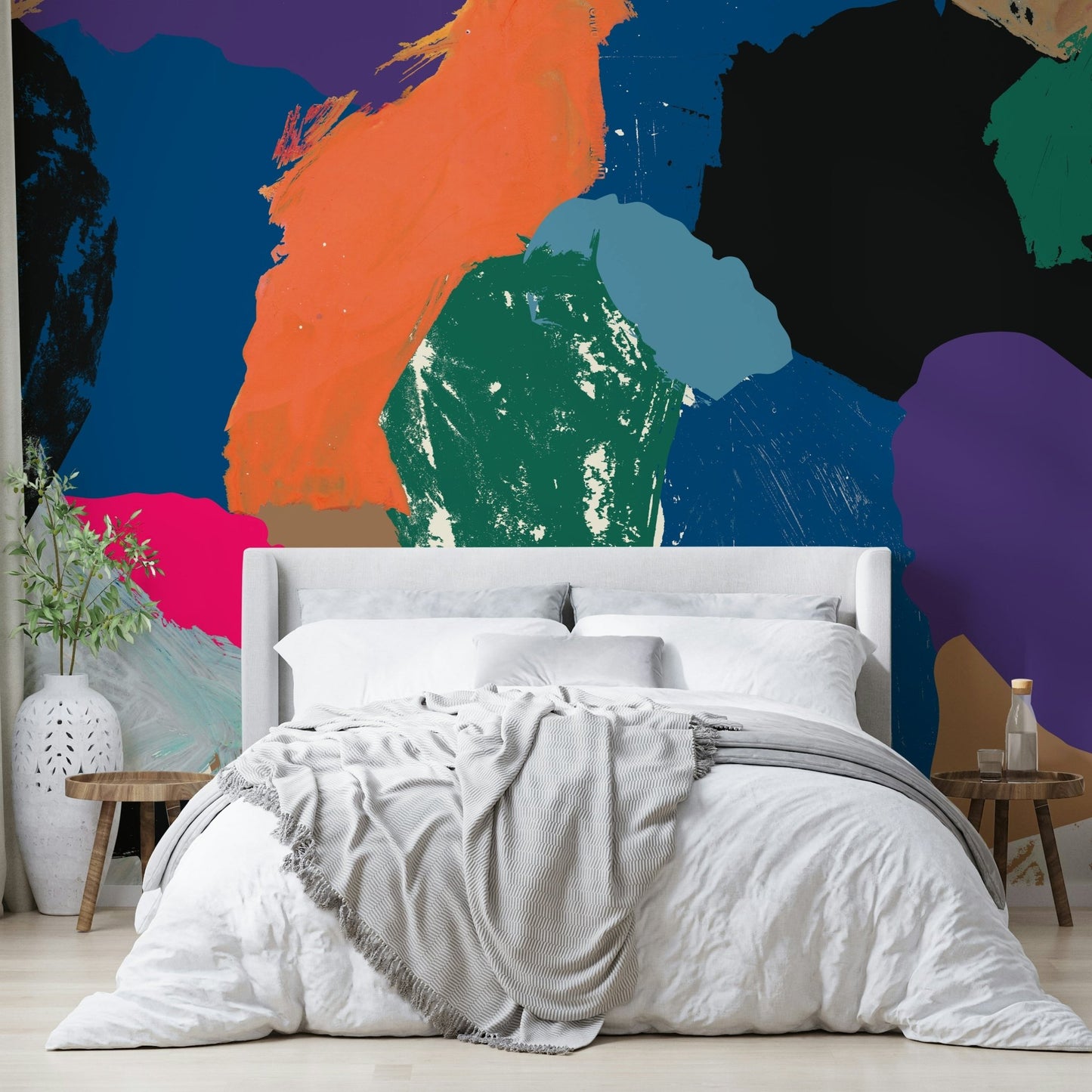 High-quality mural wallpaper with a gallery-like aesthetic

