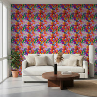 Bold Painted Garden Bloom Spring Colorful Flowers Wallpaper graphic illustration