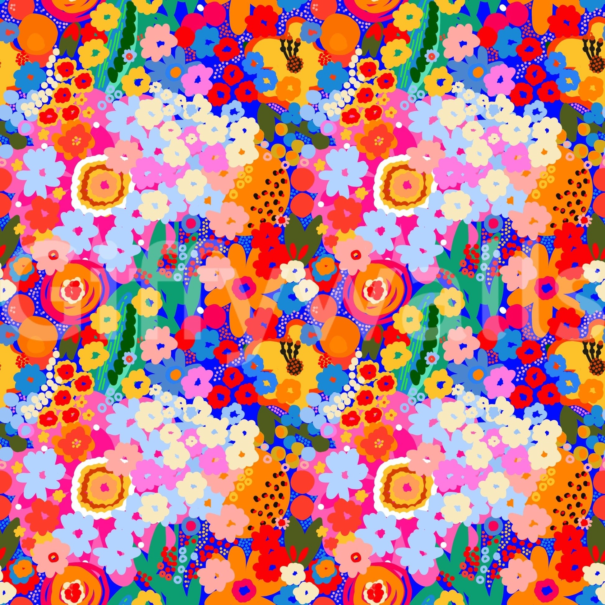 Bloom Spring Colorful Flowers Wallpaper for wall bright botanical print
