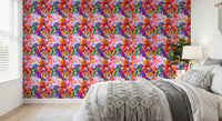 Colorful Painted Garden Bloom Spring Colorful Flowers Wallpaper wall covering