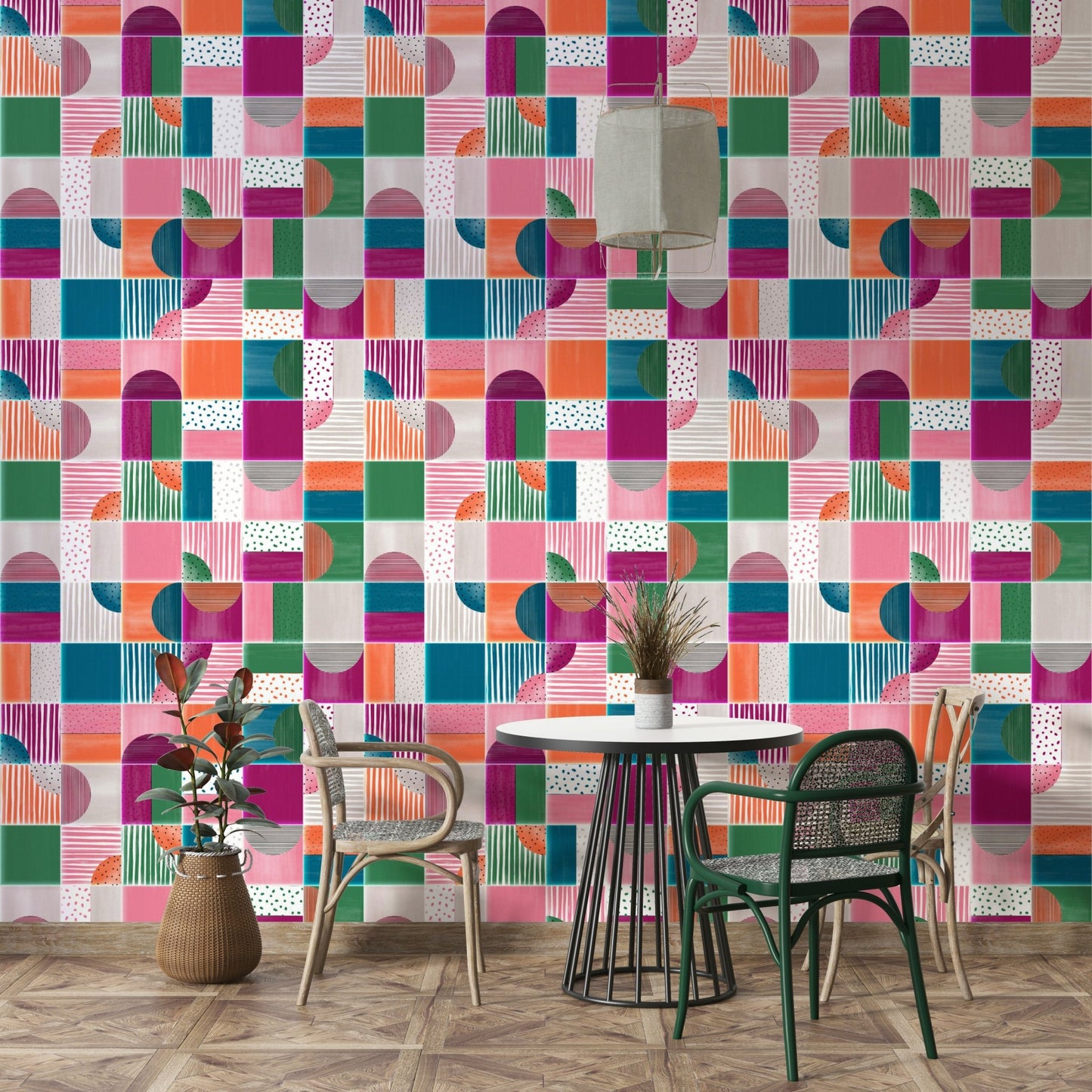 Hand-painted tile wall mural
