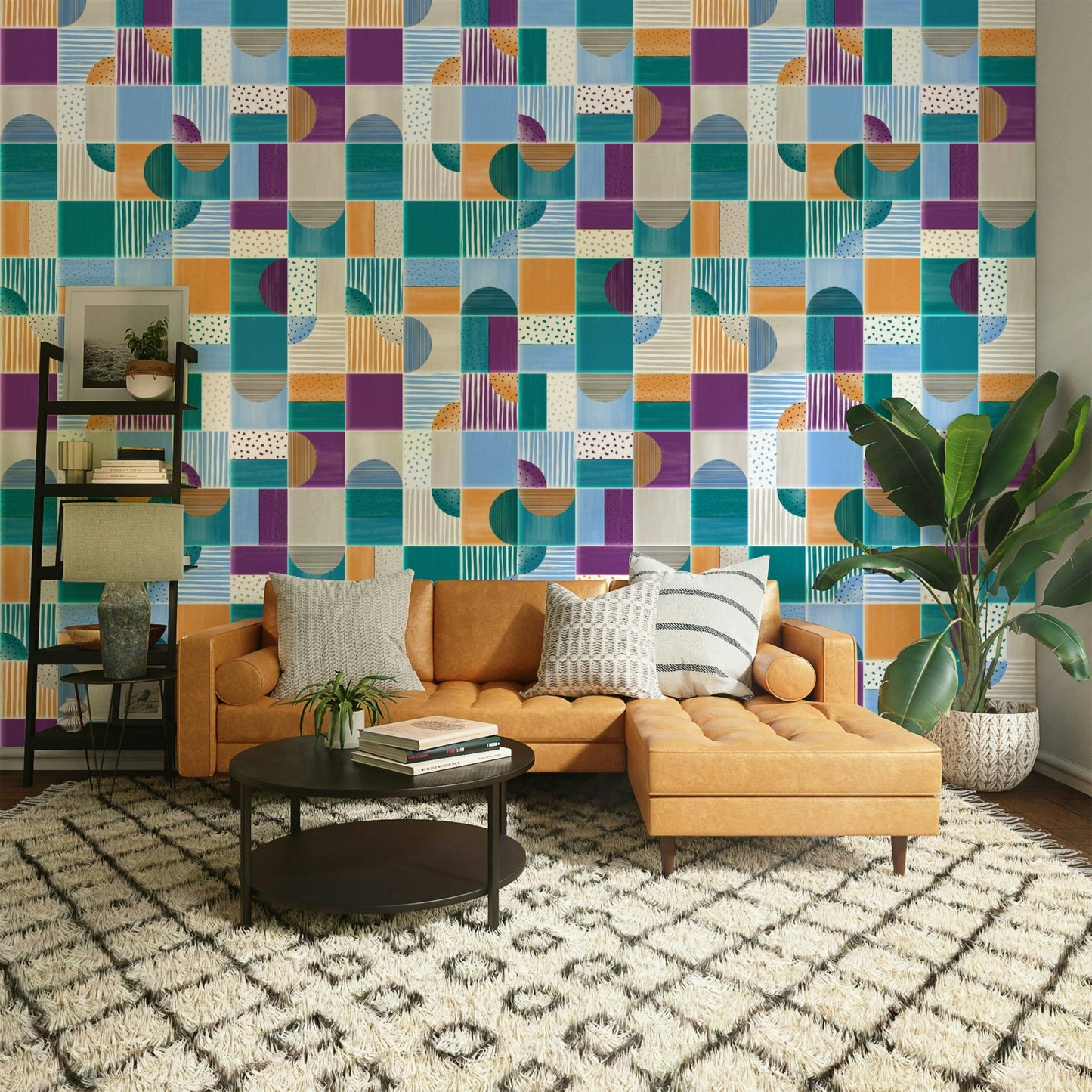 Brushstroke tile wallpaper for interiors
