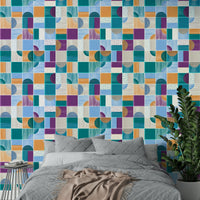 Painted summer tile wall mural
