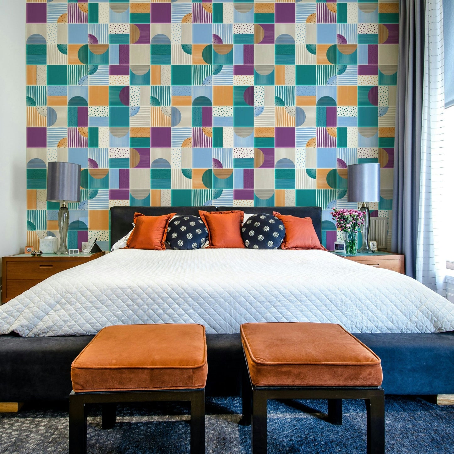 Creative tile design wall mural
