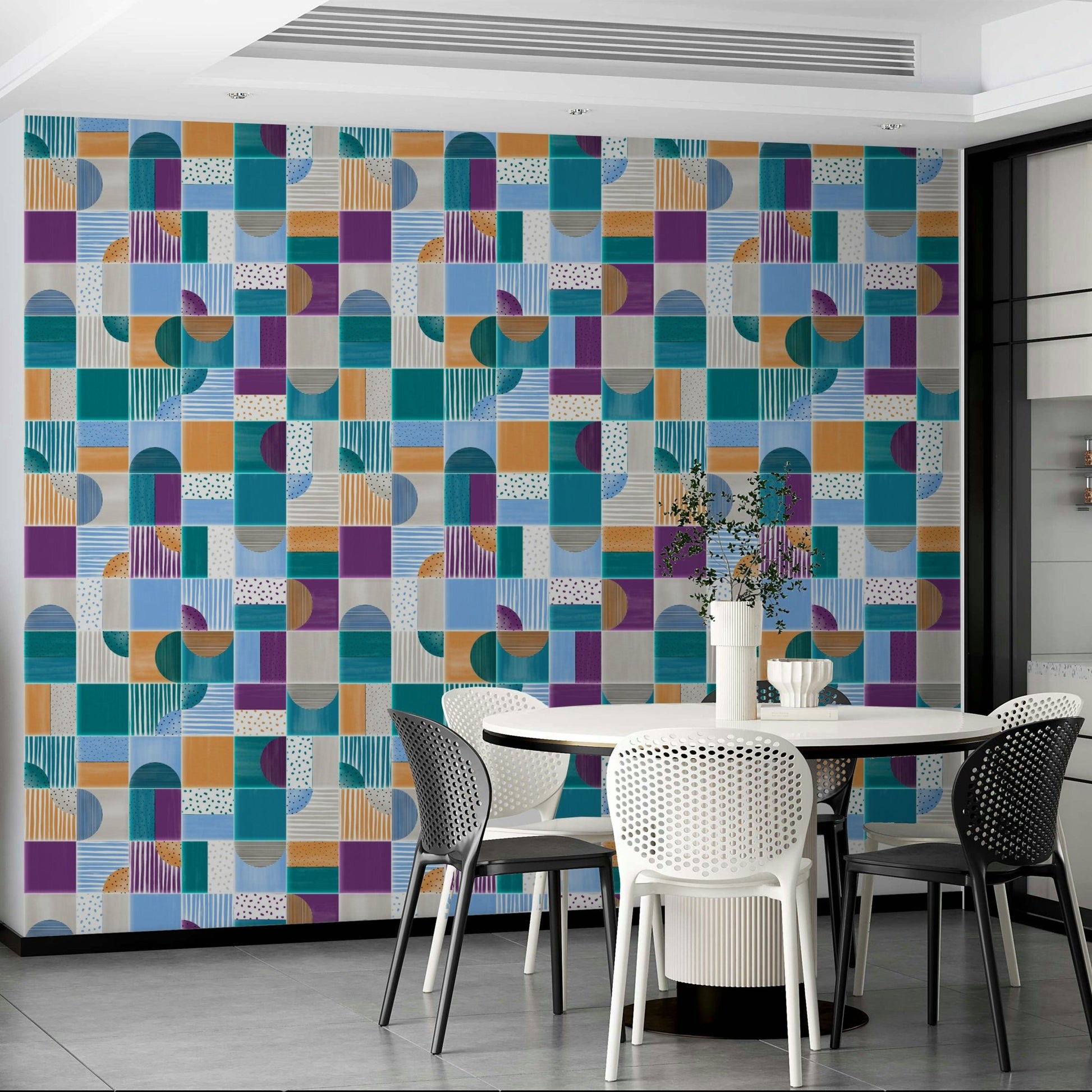 Hand-painted summer mural wallpaper
