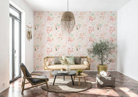 Painted Rose Garden wallpaper for walls subtle blush floral design.