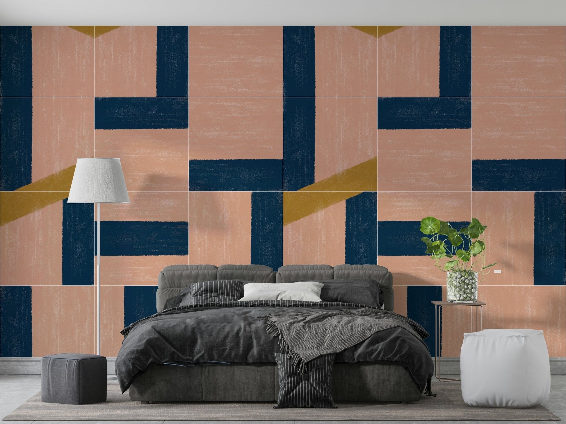 Colorful painted wall tiles creating a lively, artistic space

