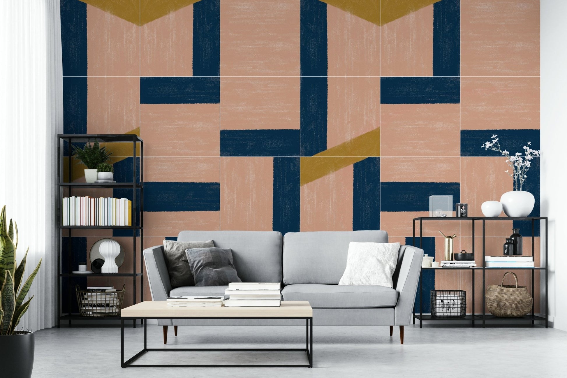 Handcrafted look of painted tiles for a modern and artistic mural

