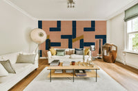 Painted tile mural with bold colors and traditional patterns

