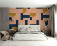 Artistic tile design in bright colors creating a lively wall mural

