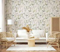 Blissful Painted Watercolor Meadow Blooms wall mural showcasing garden blooms.

