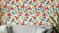 Painterly Flowers Tropical Red Wallpaper⁠