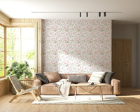 Romantic wall mural showcasing hand-painted flower petals in soft colors