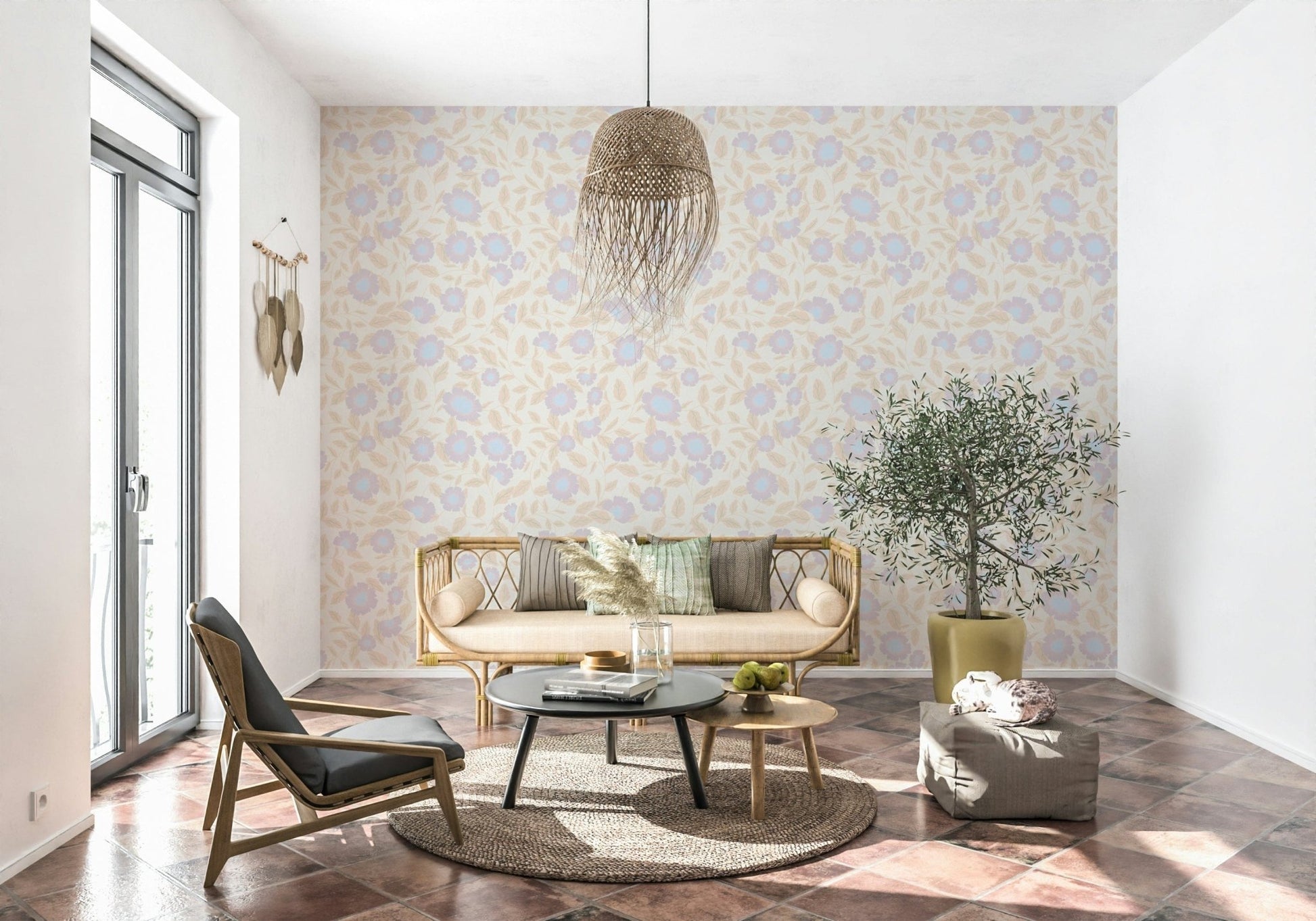 Pale Petals dainty foliage wallpaper for walls room refresh