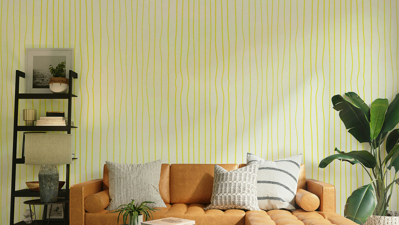 Soft yellow striped wallpaper for bright walls

