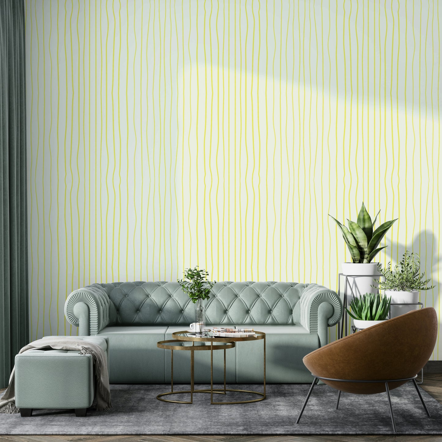 Modern wallpaper with soft yellow stripes

