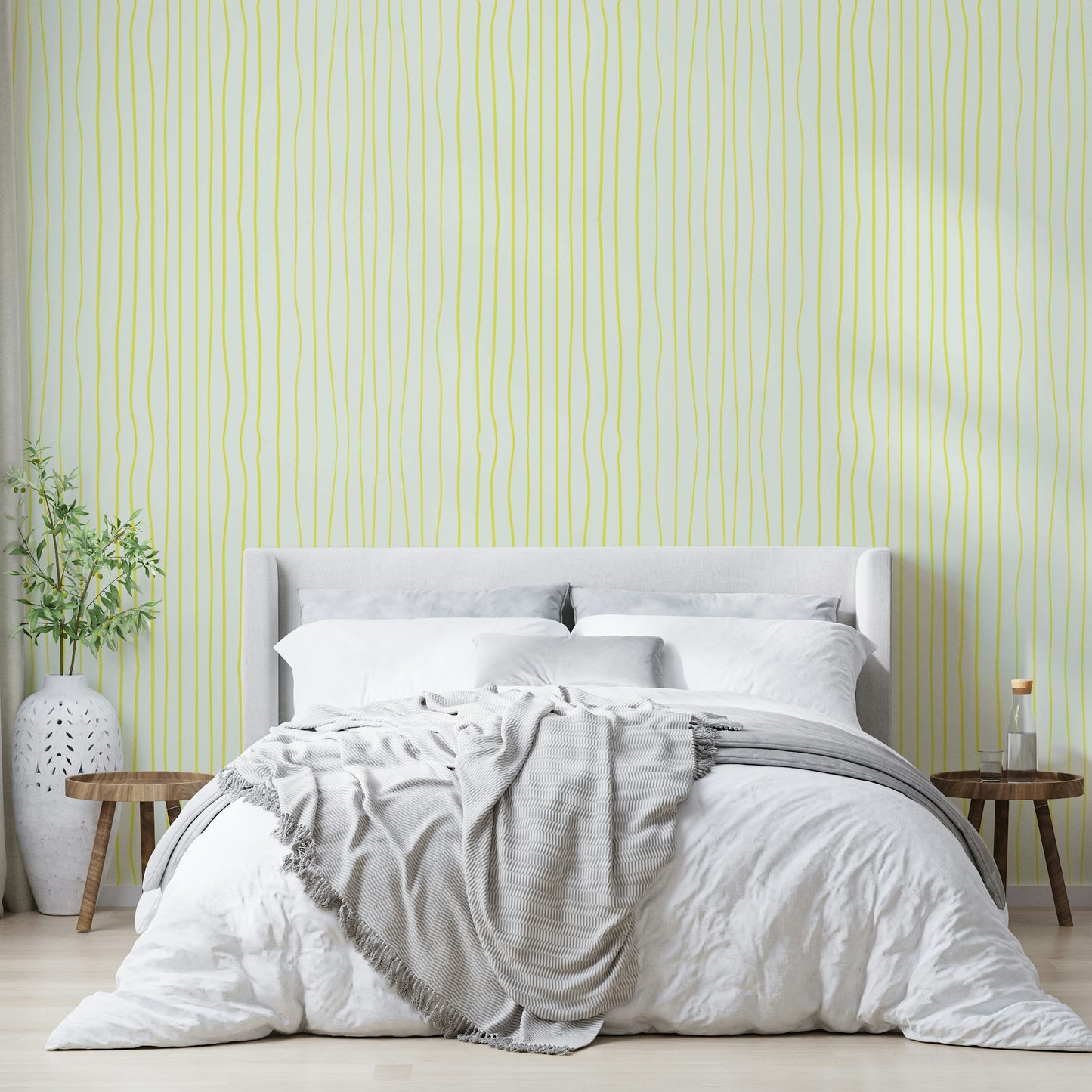 Pale stripe wallpaper for calm room settings


