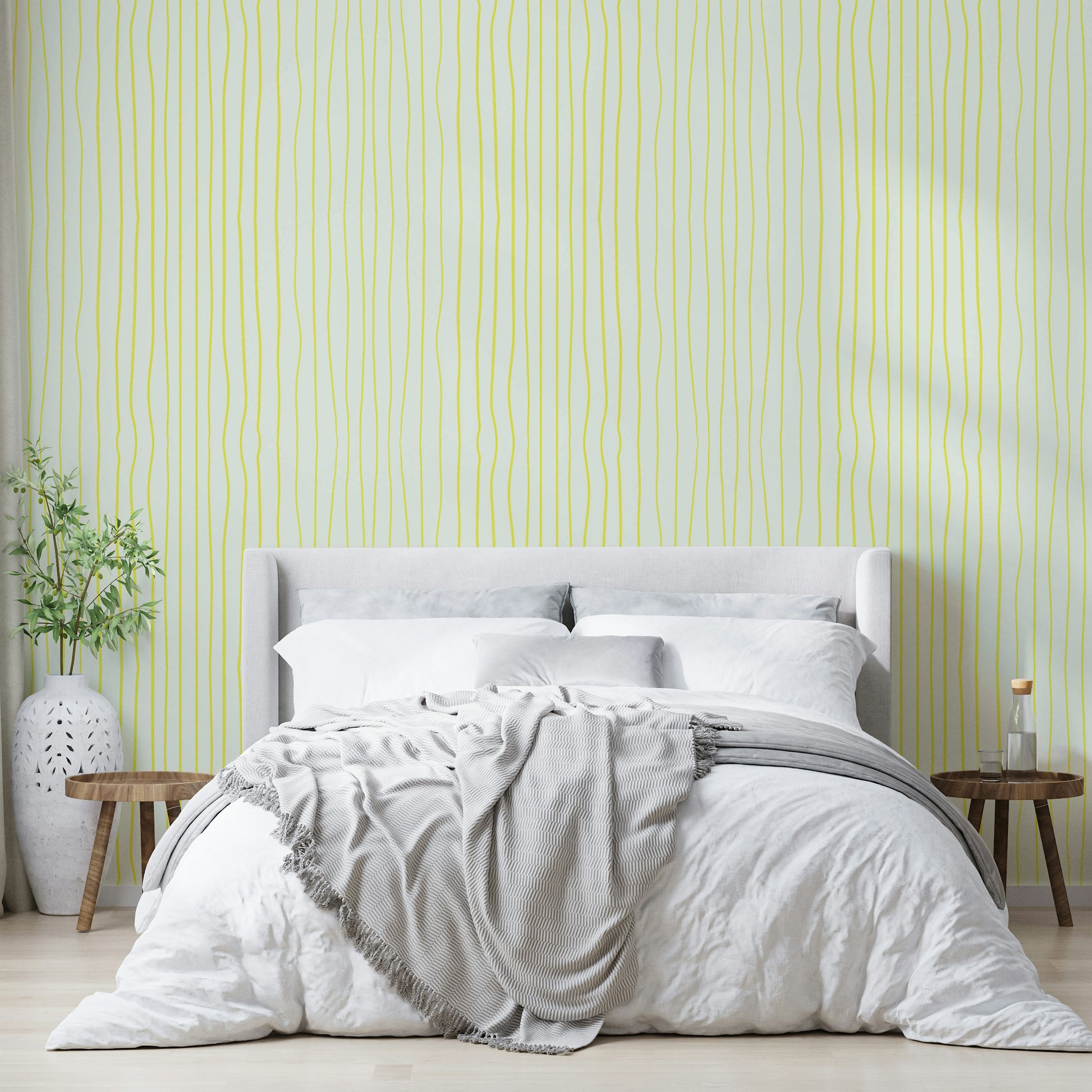 Pale stripe wallpaper for calm room settings

