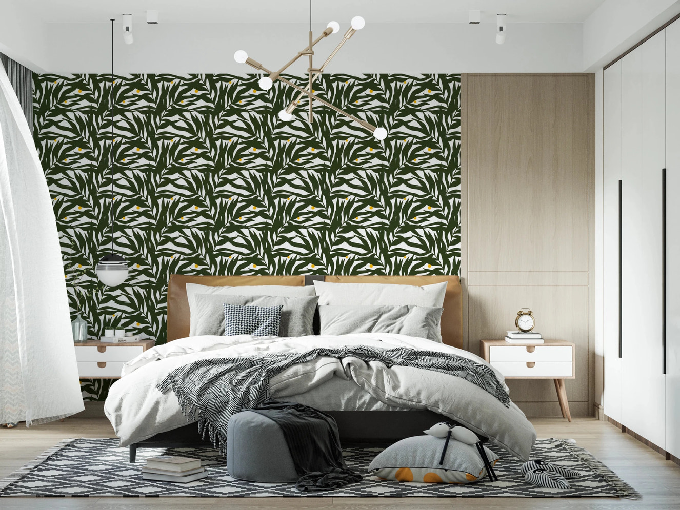 Palm Fronds & Fruit citrus grove Wallpaper⁠