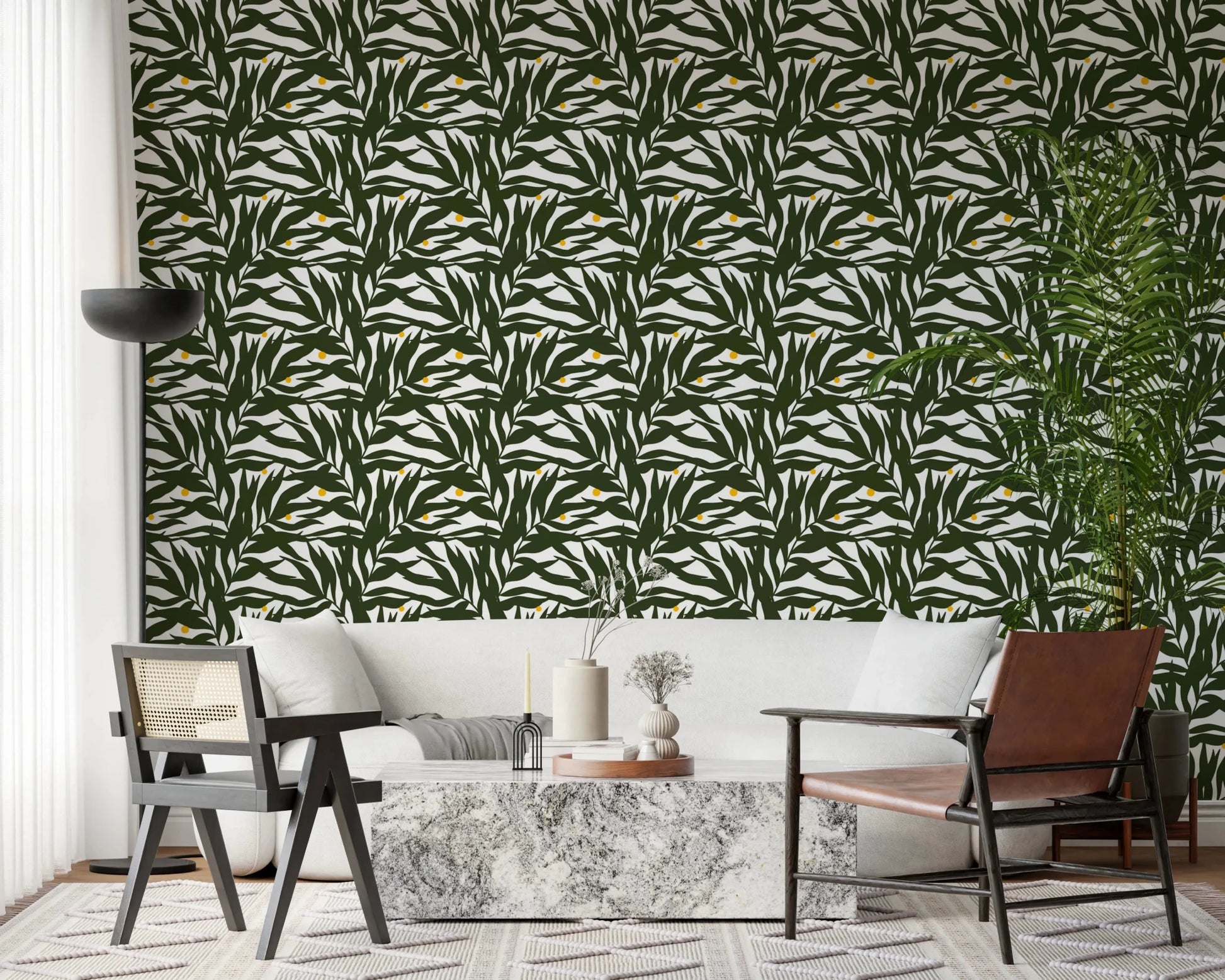 Palm Fronds & Fruit citrus grove Wallpaper⁠