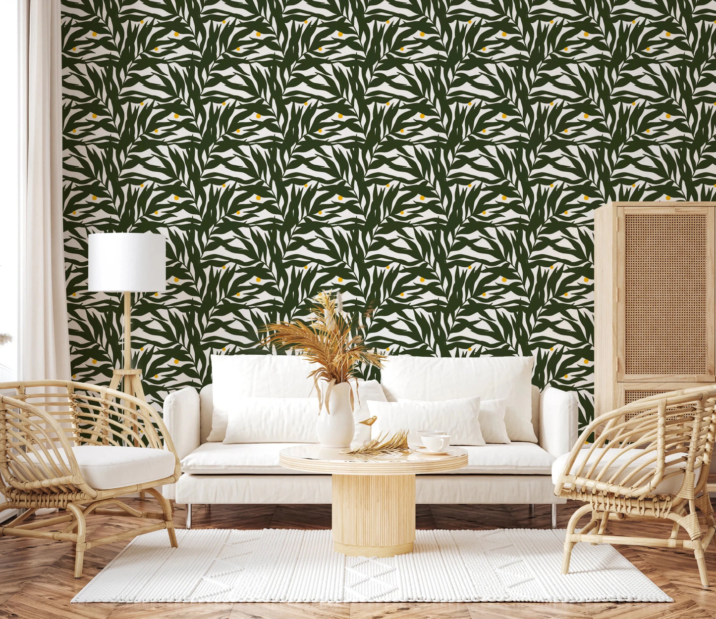 Palm Fronds & Fruit citrus grove Wallpaper⁠