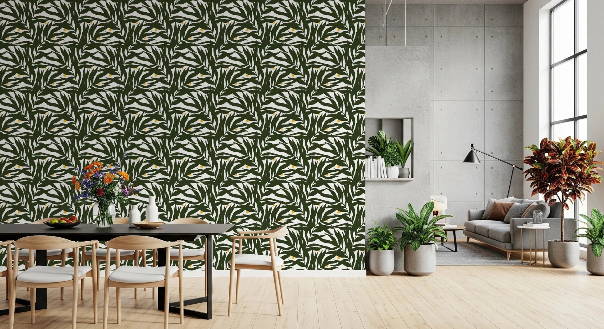 Palm Fronds & Fruit citrus grove Wallpaper⁠
