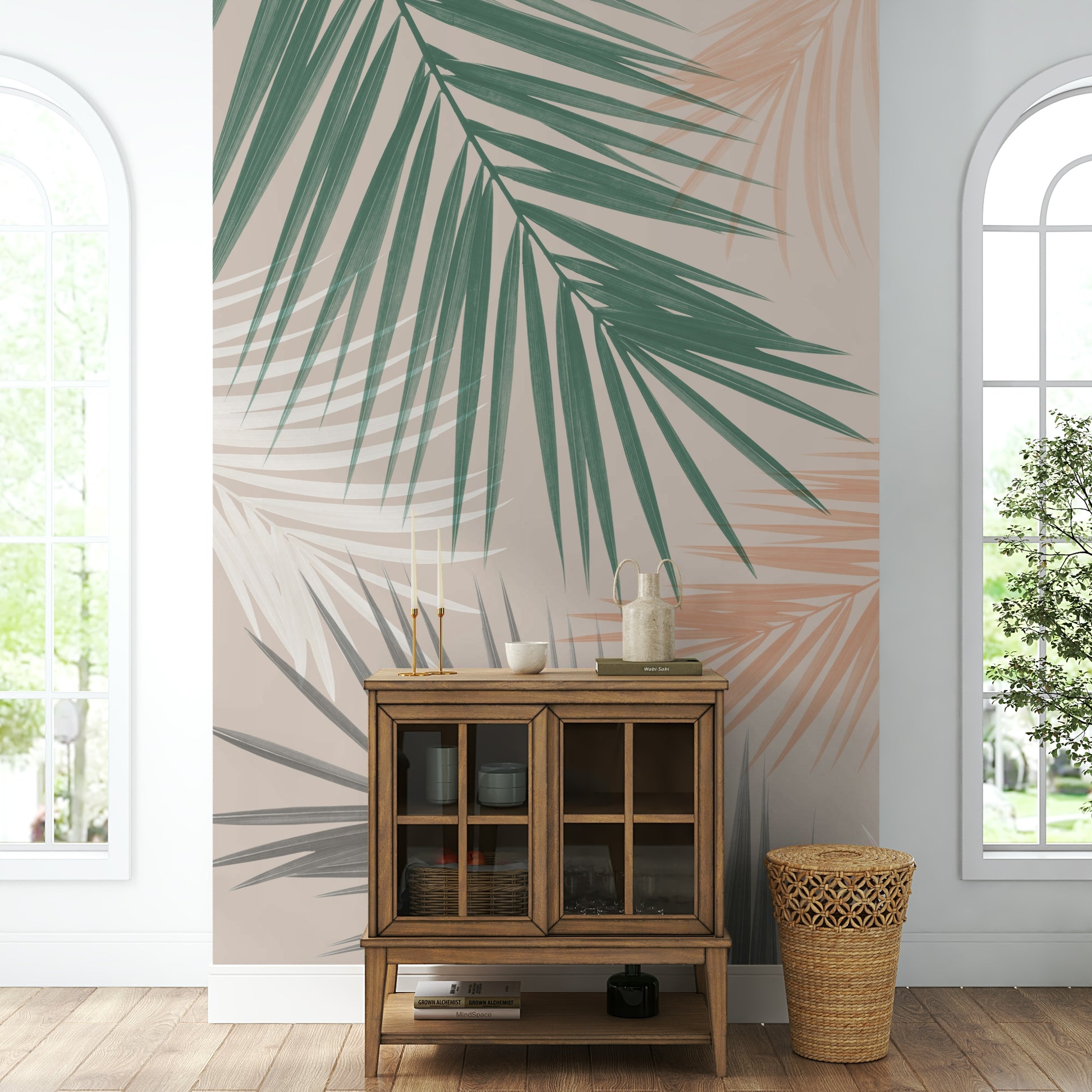 Decorative palm leaves wall art mural for home décor

