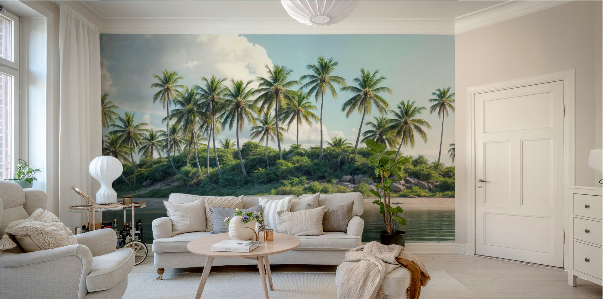 Palm Paradise Wall Mural in a classic London flat dining area.

