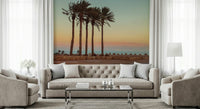 Coastal mural wallpaper featuring striking Palm Trees on Beach image.
