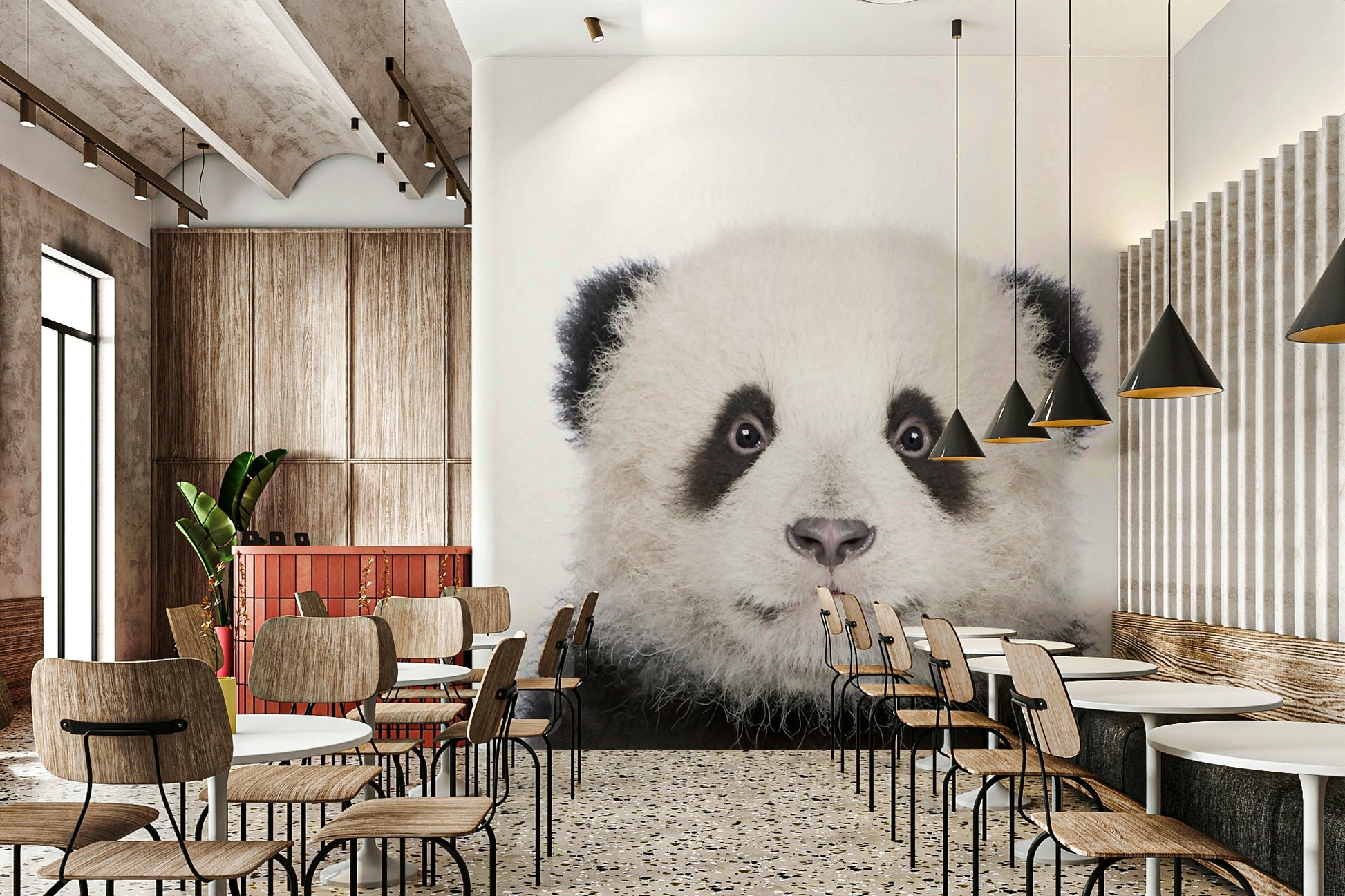 Giant panda mural for a nature-inspired room

