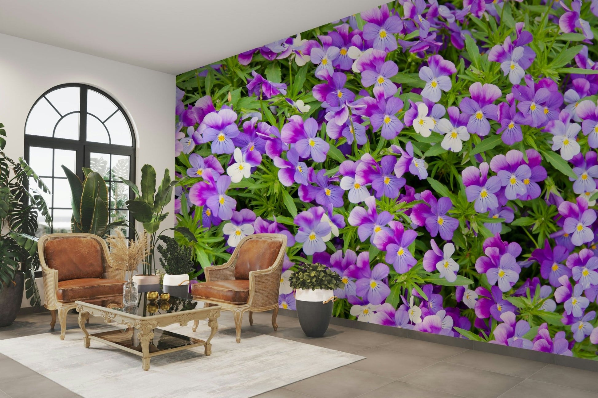 Wallpaper mural for floral-themed rooms
