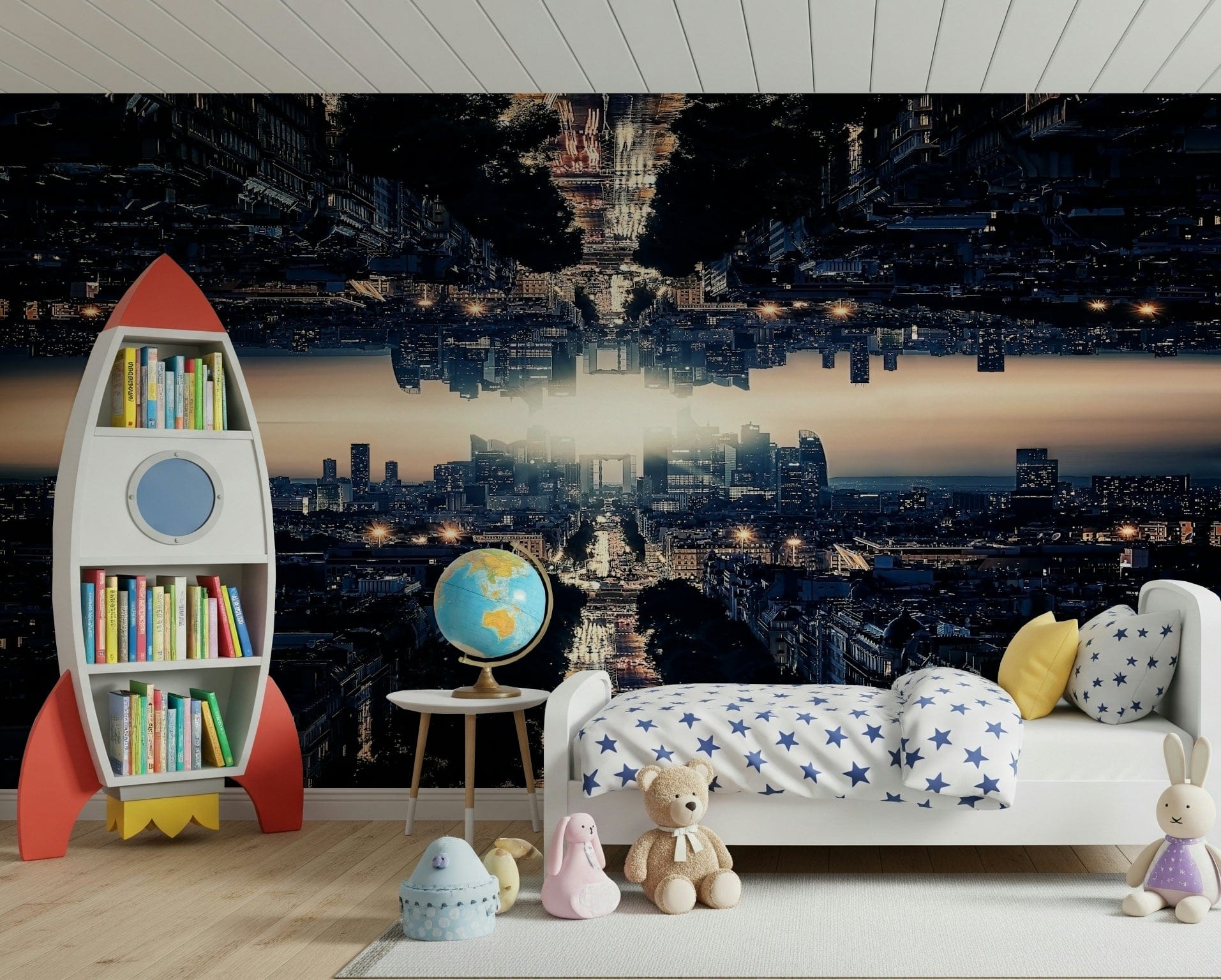 Reflective skyscraper vista Parallel Universe wall mural.
