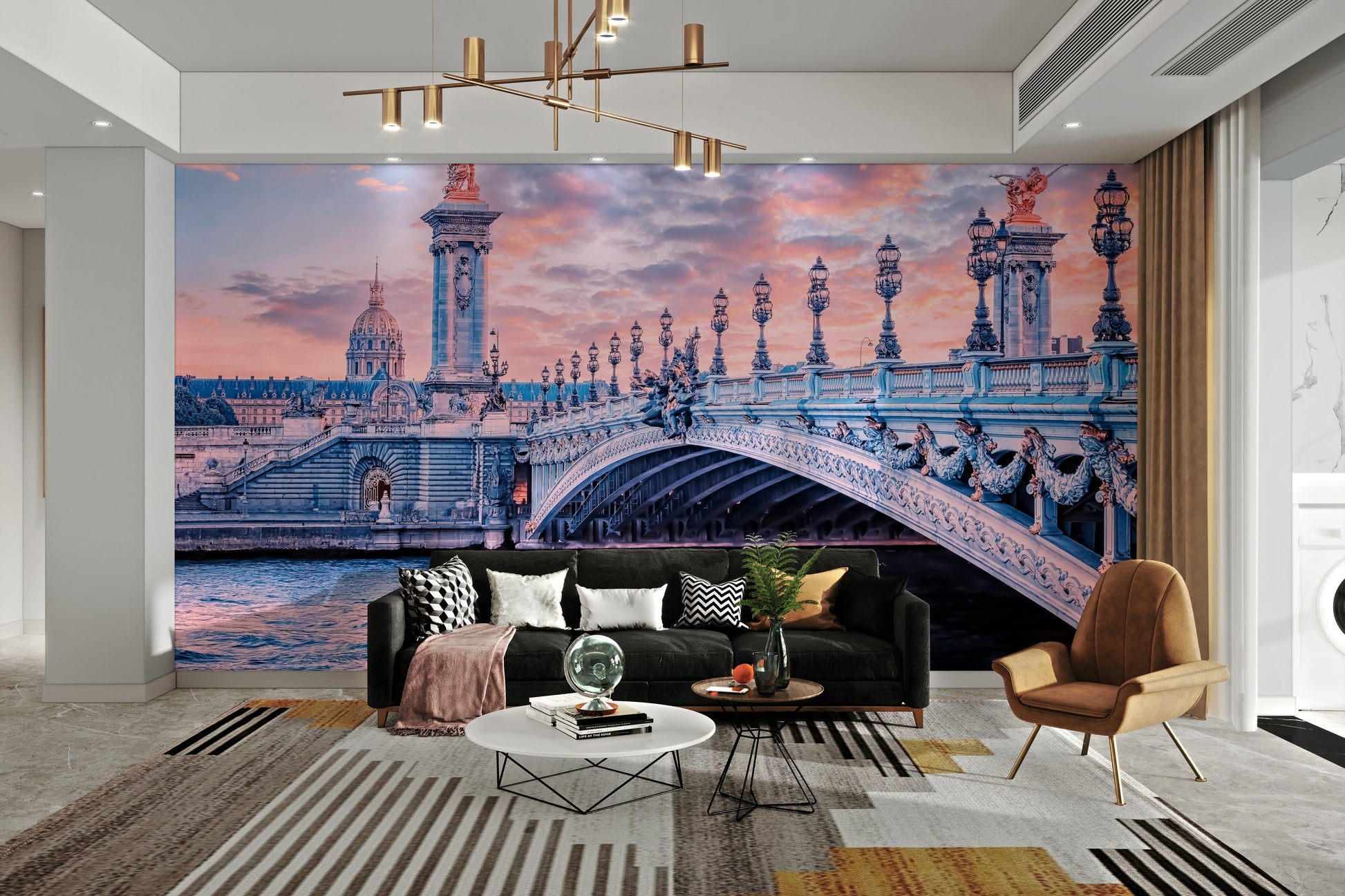 Sunset skyline behind Pont Alexandre III

