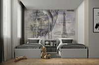 Artistic collage of Eiffel Tower and carousel for walls

